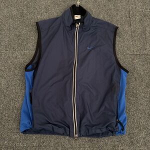 Vintage Nike Windbreaker Vest Mens Size Medium Lightweight Mesh Reflective Blue
